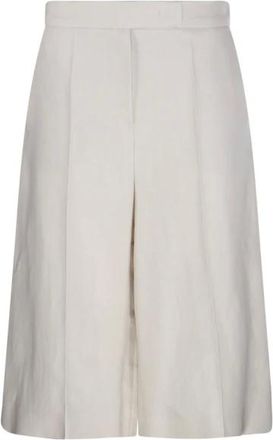 Max Mara Korte Broeken, Dames, Beige, S, Leer, Kaki Bermuda