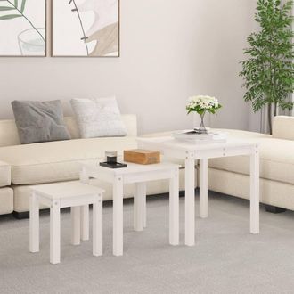 Berkfield Home Nesting Tables 3 pcs White Solid Wood Pine