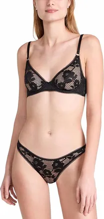 Fleur du Mal Rosalia Lace Demi Bra In Black