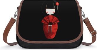 Generic Japanese Geisha Women Small Womens Crossbody Bags Shoulder Handbag with Adjustable Strap for Travel