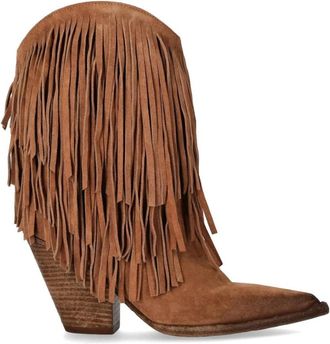 Elena Iachi Peggy Texan Boot met Franjes - Dames - Cowboylaarzen - Bruin - 38 1/2 EU - Leer - Schoenen