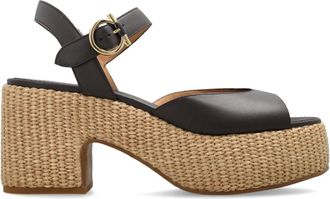 Ferragamo Schoenen, Dames, Bruin, 38 1/2 EU, Leer, Nerea Platform Sandaal
