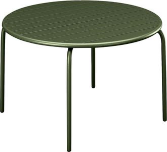 Vente-Unique Mesa de jard&iacute;n redonda D.130 cm de metal - Verde caqui - MIRMANDE de MYLIA