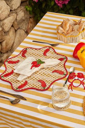 Anthropologie Coro Cora Handwoven Chili Pepper Napkin Rings, Set of 4