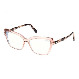 Tom Ford Eyeglasses Cat Eye Full Rim, Shiny Pink Frame And Clear/blue-Light Block Lenses Lens Ft5948-B072