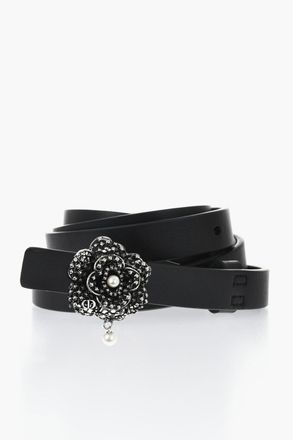 Dior Cintura Slim in Pelle con Fibbia Gioiello 10mm Dior