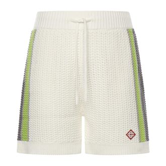 Casablanca Casual Shorts, male, White, Size: XL Striped Crochet Shorts