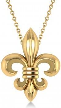 Allurez Fleur De Lis Pendant Necklace 14k Yellow Gold