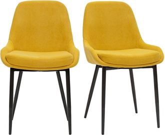 Miliboo Miliboo - Set De 2 Sillas De Tejido Efecto Aterciopelado Amarillo Mostaza Holo