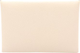 Herm&egrave;s Brown Ivory Epsom Leather Coin Purse/Coin Case (Pre-Owned)