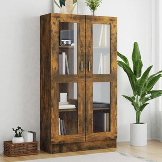 Berkfield Home Vitrine Cabinet Smoked Oak 82.5x30.5x150 cm Engineered Wood in Brown