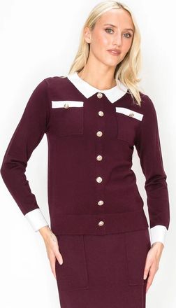 YAL New York Burgundy Sweater with White Collar and Gold Buttons