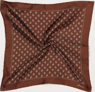 Brioni Foulard quadrato in pura seta con stampa Paisley a contrasto