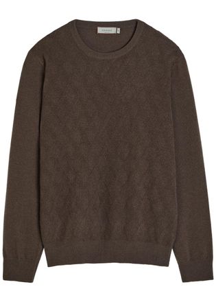 Canali Argyle-jacquard Wool and Cashmere-blend Jumper - Brown - 54 (UK44 / Xxl)