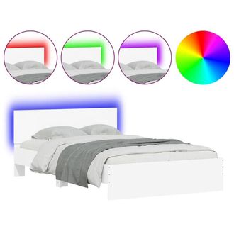 Berkfield Home Bed Frame with Headboard & LED White 120x200 cm | Size: Small Double