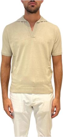 FILIPPO DE LAURENTIIS Lichtgewicht Beige Katoen Polo Skipper - Heren - V-hals truien - Beige - XL - Katoen - Truien & Vesten