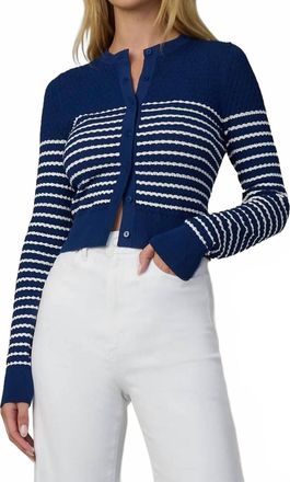 Joe's Pointelle Dani Cardigan In Royal Blue Milk Stripe