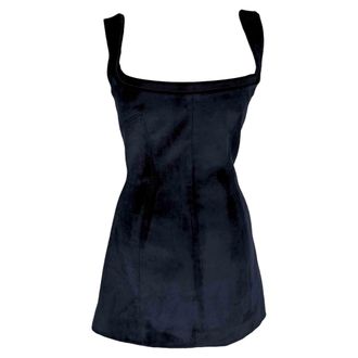 Galvan London Spire Mini Dress in Navy Blue Velvet