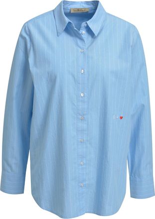 Smith & Soul Hemdbluse SMITH & SOUL, Damen, Gr. XXL, sky print, Web, Obermaterial: 100% Baumwolle, gestreift, h&uuml;ftbedeckend, 2-Knopf-Manschette mit Schlitz, Blusen