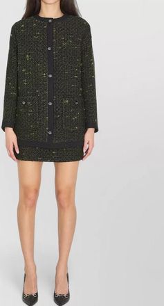 Gucci longline boucl&eacute; wool crew neck jacket