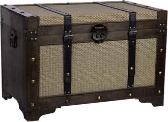 Wanderlust Deco Ba&uacute;l De Madera Plateado 75x74x51