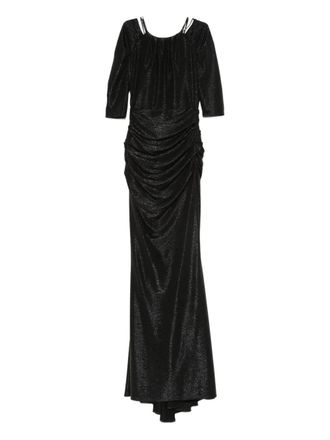 Talbot Runhof ruched maxi dress - women - Elastane/Polyester - 34 - Black