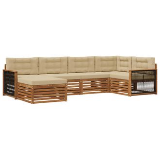 vidaXL Conjunto De Sof&aacute;s De Exterior Con Coj&iacute;n 6 Pcs Natural Y Beige Vidaxl