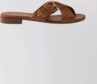 Prada leather crisscross buckle sandals