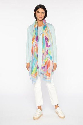 Kinross Cashmere Palm Print Scarf in Freesia at Nordstrom