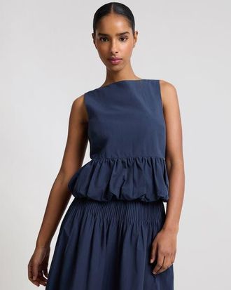 Onia Boatneck Bubble Top in Noir Navy at Nordstrom, Size 10