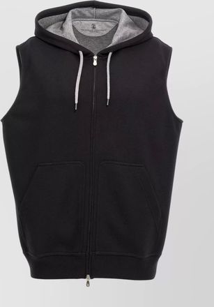 Brunello Cucinelli cotton blend sleeveless hooded jacket