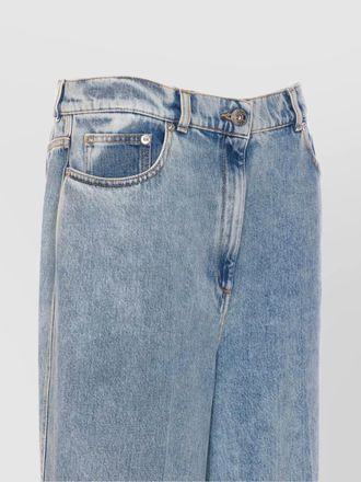 Lanvin wide-leg denim pants with cuffs and pockets