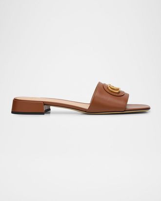 Valentino Garavani 20mm VLogo Leather Medallion Mule Sandals