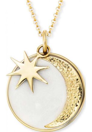 Engelsrufer Womens ERN-MOON-PE-G Ladies Sun Moon and Star Necklace - Gold Sterling Silver - One Size