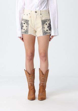 R13 Pantaloncini R13 in denim di cotone con stampa