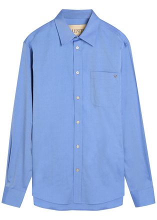 Valentino Garavani Logo Cotton Oxford Shirt - Blue - 42 (C16.5 / XL)