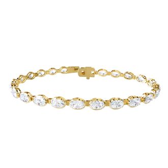 Diamond2Deal 18k Vermeil Plated Silver 7.30 Ct Oval Cut Lab Grown Diamond Tennis Bracelet 7