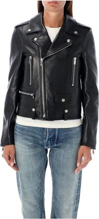 Saint Laurent Zwarte Klassieke Motor Biker Jas - Dames - Leren en Su&egrave;de Jassen - Zwart - 2XS - Leer - Jassen