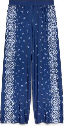 Fiorella Rubino Wide Leg Bandana Print Broek - Dames - Wijde Broeken - Blauw - XS - Polyester - Broeken