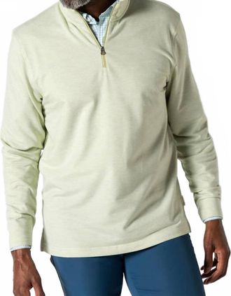Duck Head Wakeman Stripe 1/4 Zip Pullover In Pear Green Heather