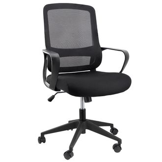 Elama Mid Back Adjustable Mesh and Fabric Office Chair in Black