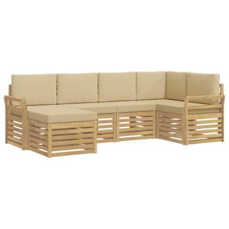 vidaXL Conjunto De Sof&aacute;s De Exterior 6 Uds. Y Beige Poli&eacute;ster Vidaxl
