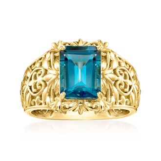 Ross-Simons London Blue Topaz Scrollwork Ring in 18kt Gold Over Sterling