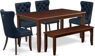 East West Furniture 6 Piece Dining Set Consists of a Rectangle Kitchen Table