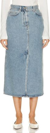 Loulou Studio Rona Denim Long Skirt In Washed Light Blue