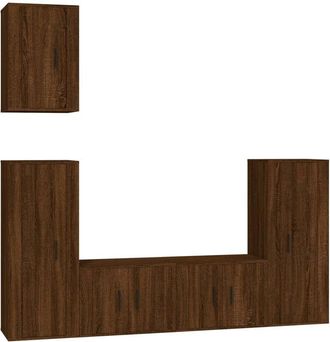 vidaXL Set De Muebles Para Tv 5 Pzas Madera Contrachapada Roble Marr&oacute;n Vidaxl