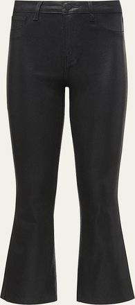 L'agence Kendra High-Rise Coated Crop Flare Jeans