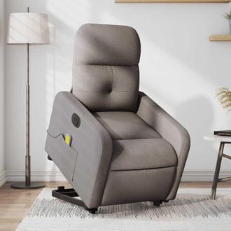 vidaXL Vidaxl - Sill&oacute;n De Masaje El&eacute;ctrico Reclinable Elevable Tela Taup&eacute;