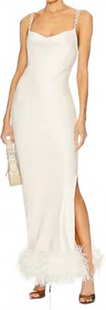 B&uuml;bish Feather Trim Slip Dress In White