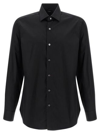Barba Black Stretch cotton shirt